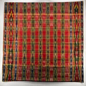 Silk Cotton Table Covering Double Sided Square Southwestern Ikat Red 42 x 42